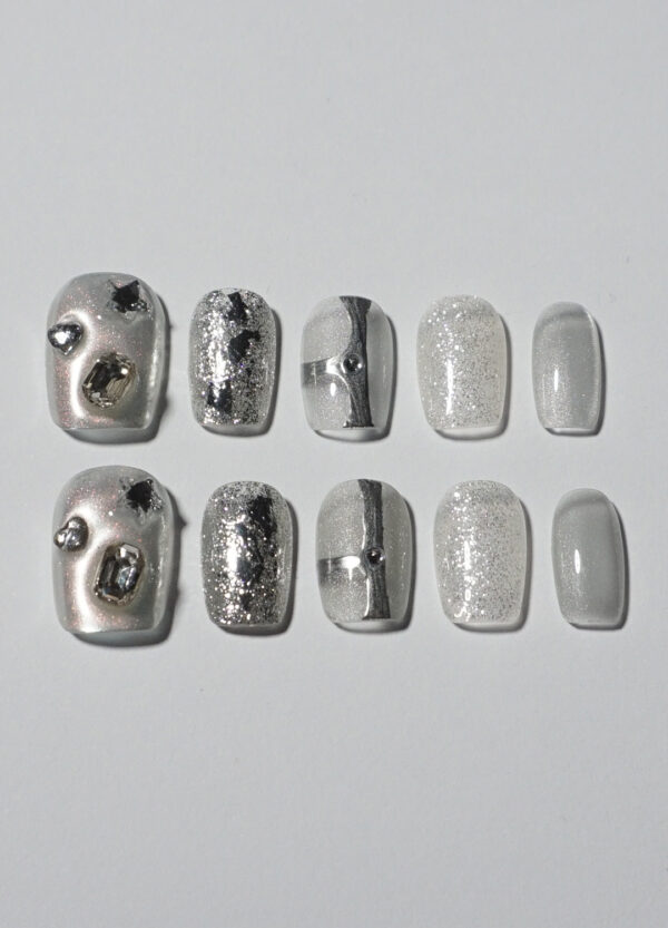 blanc gris pailleté métallique – Image 3